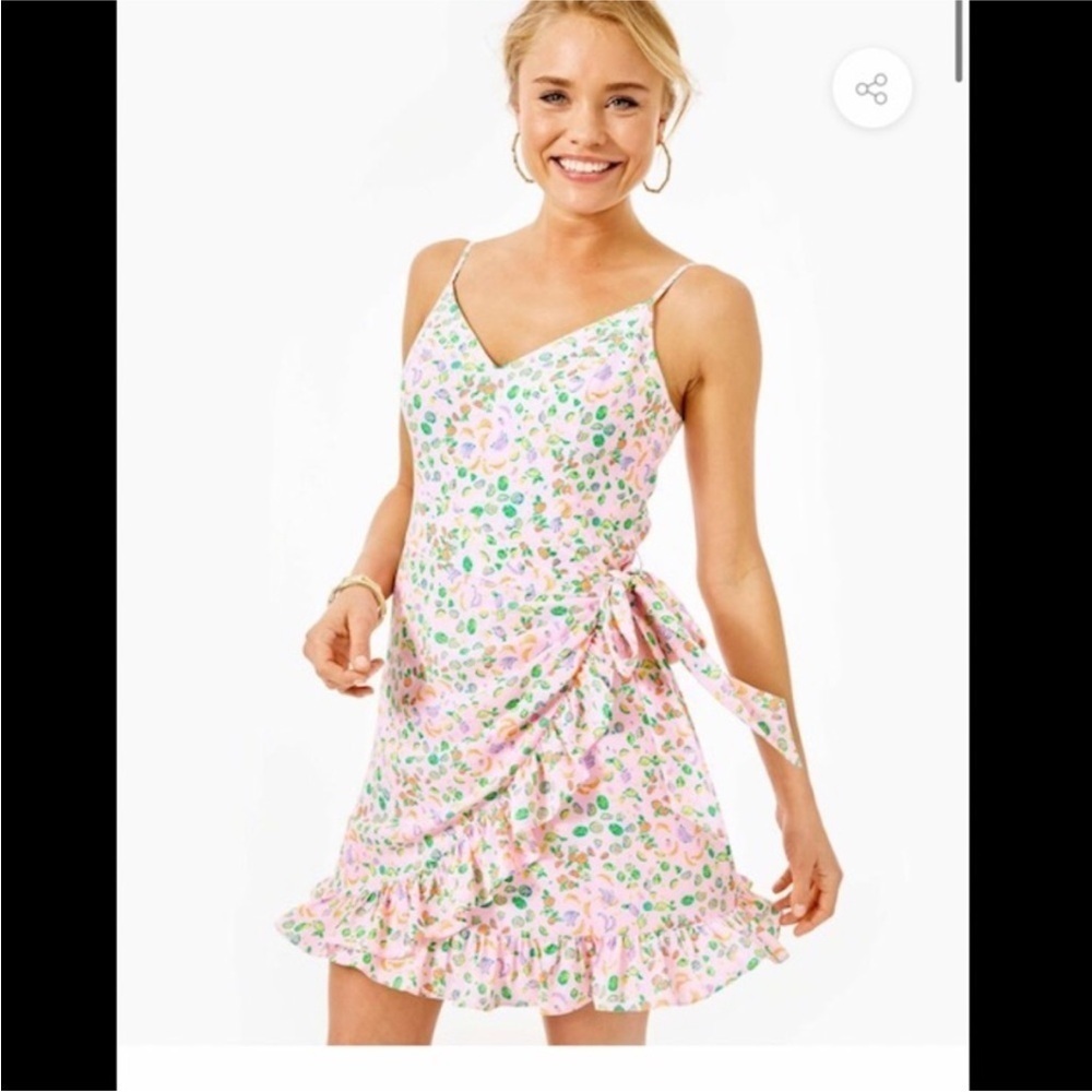 Lilly Pulitzer Alisa Ruffle Wrap Dress Juicy Fruit size 4